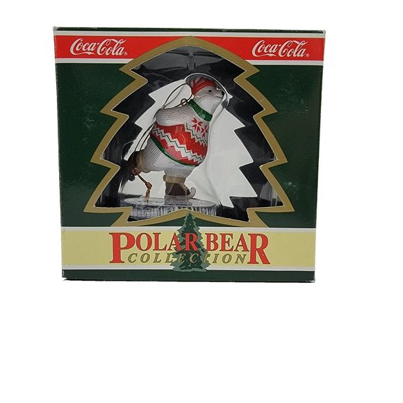 Coca Cola Skating Polar Bear Ornament with Box 1995 - Picture 1 of 5